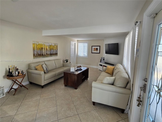 view of tiled living room