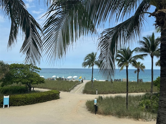 water view featuring a beach view