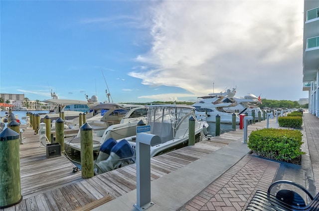 view of dock featuring a water view