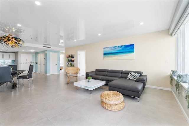 view of tiled living room