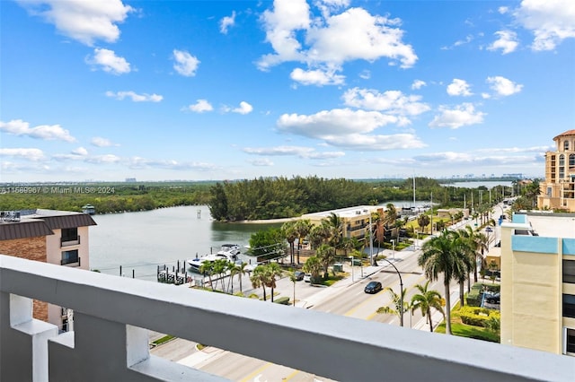 balcony with a water view