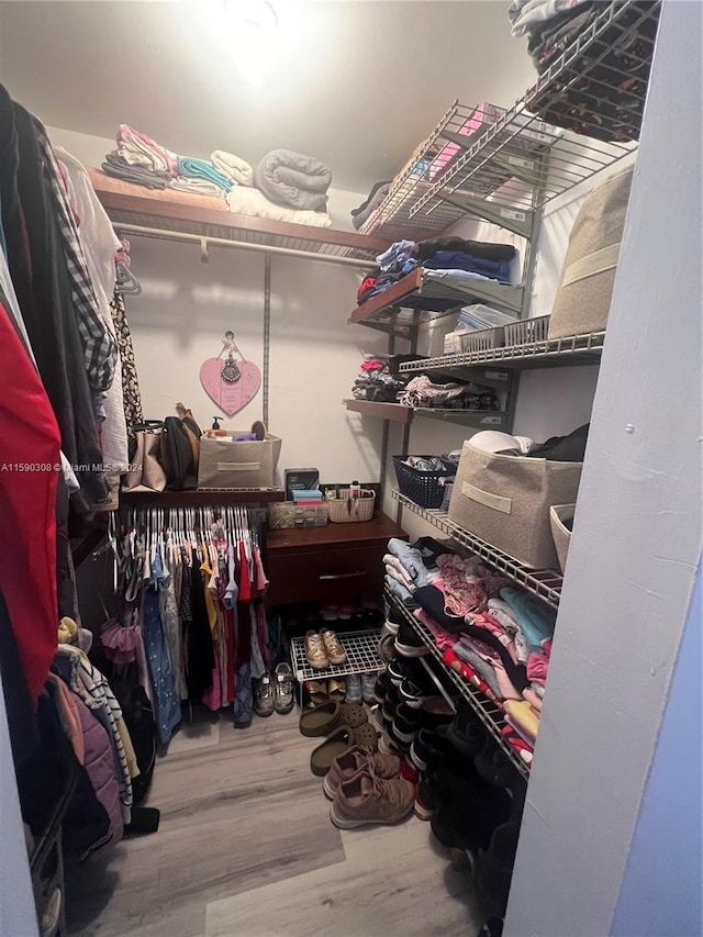 spacious closet featuring hardwood / wood-style floors