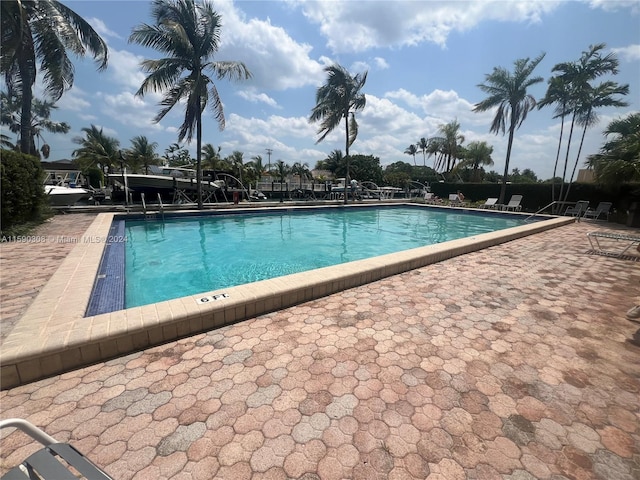 view of swimming pool featuring a patio