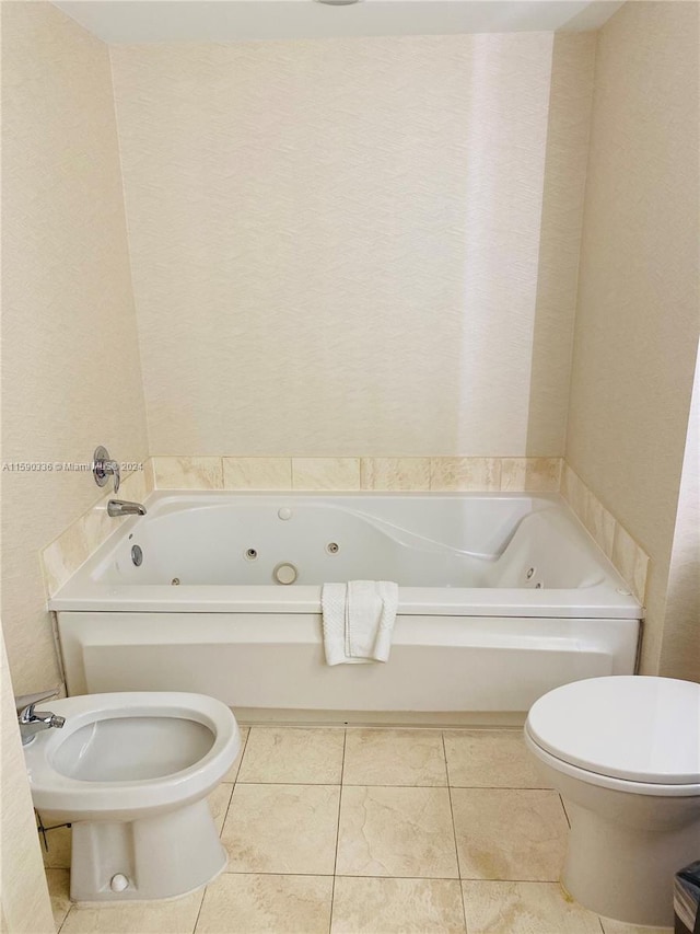 bathroom with tile flooring and toilet