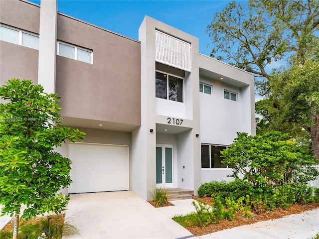 contemporary home featuring a garage