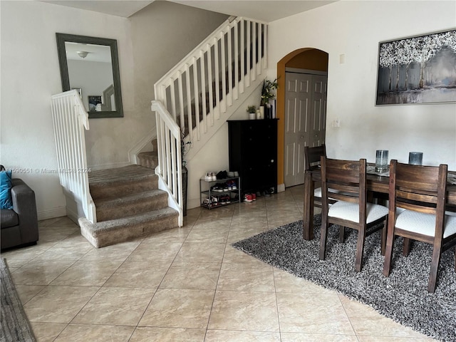 view of tiled dining space