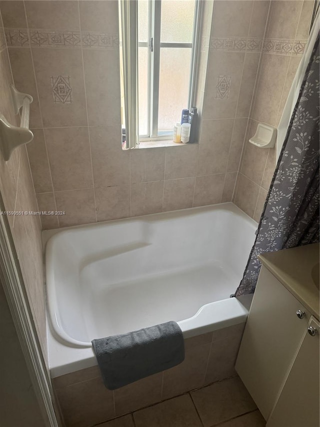 bathroom featuring vanity and tile patterned flooring