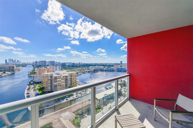 balcony with a water view