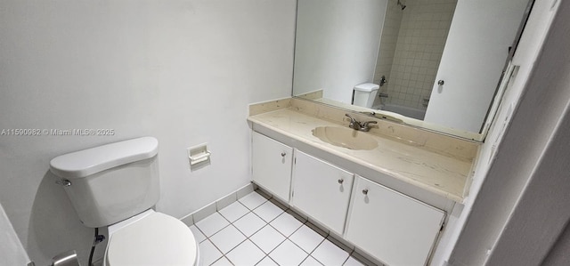 bathroom featuring tile patterned flooring, vanity, and toilet