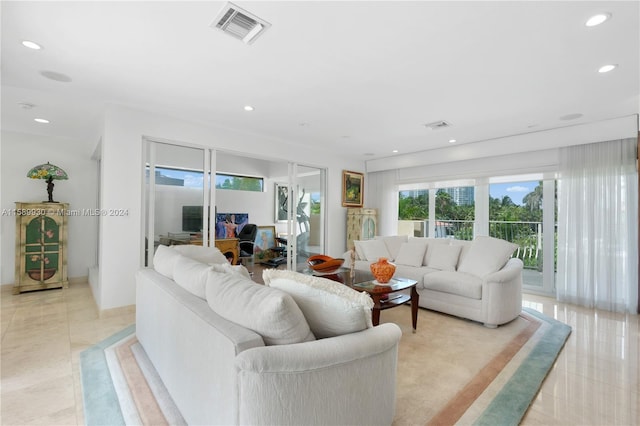 view of tiled living room