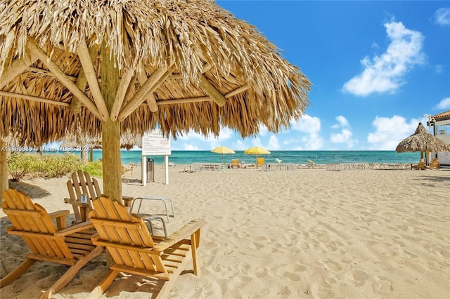 exterior space with a view of the beach