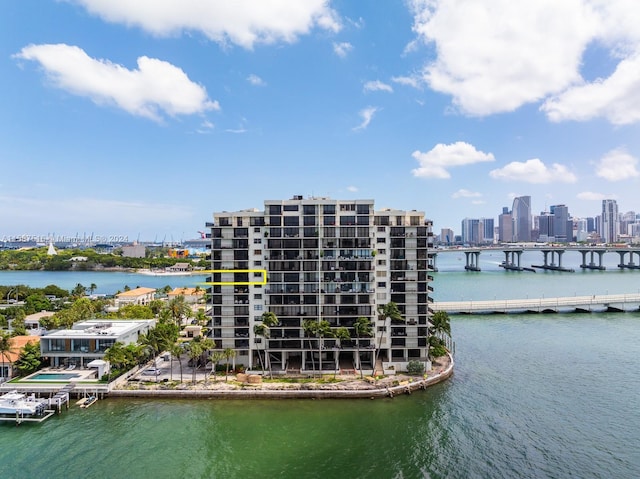 view of property with a water view