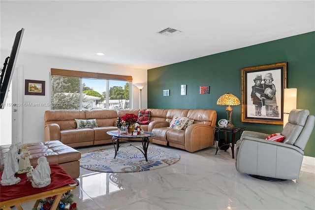 view of tiled living room