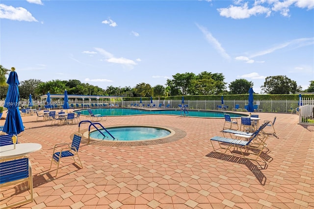 view of pool with a community hot tub