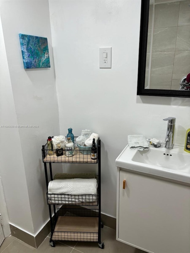 bathroom featuring vanity and tile patterned floors