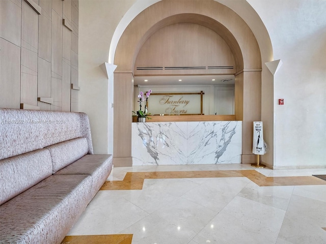 view of tiled living room