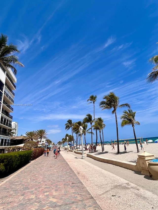 exterior space with a view of the beach