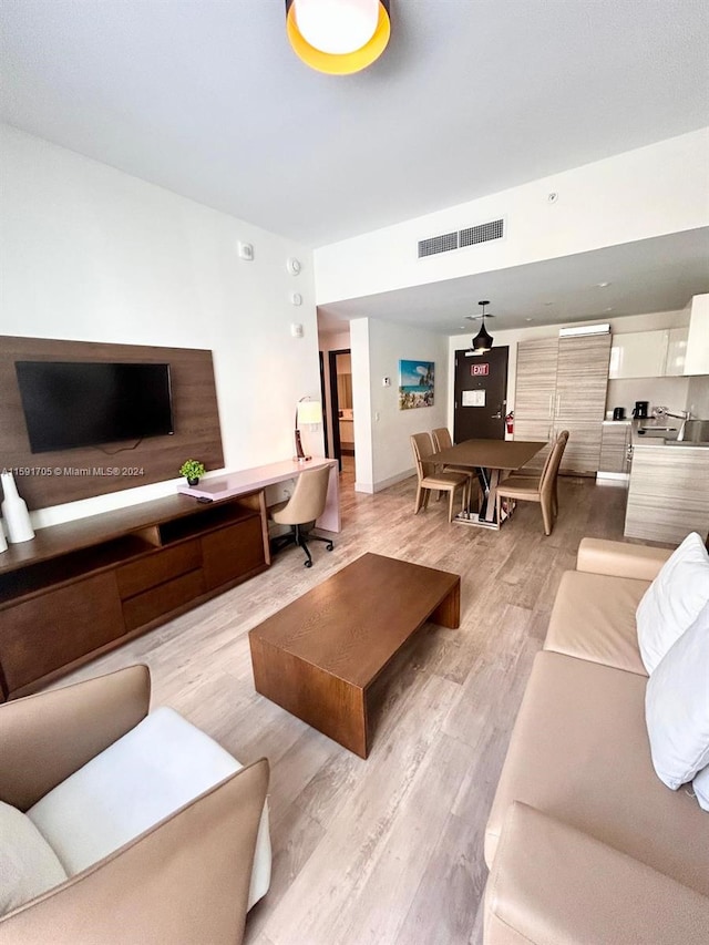 living room featuring light hardwood / wood-style floors