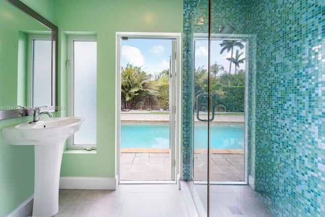 entryway featuring light tile patterned flooring