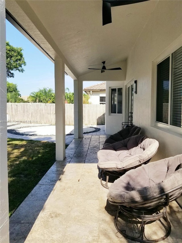 view of patio / terrace with ceiling fan