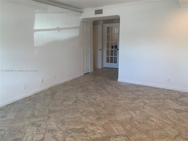 tiled empty room with ornamental molding