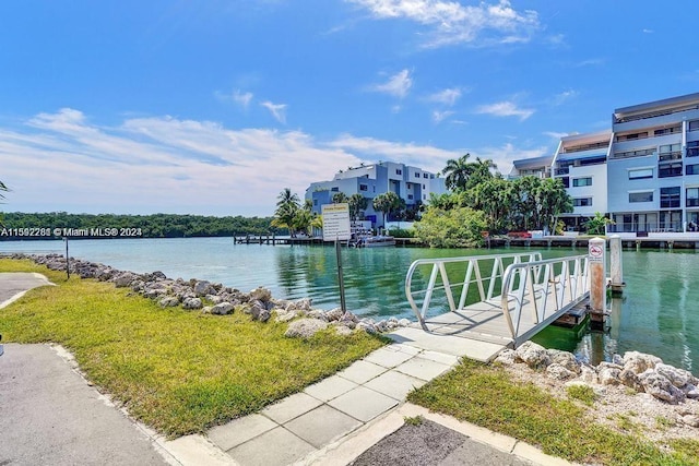 dock area featuring a water view