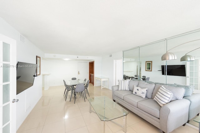 view of tiled living room