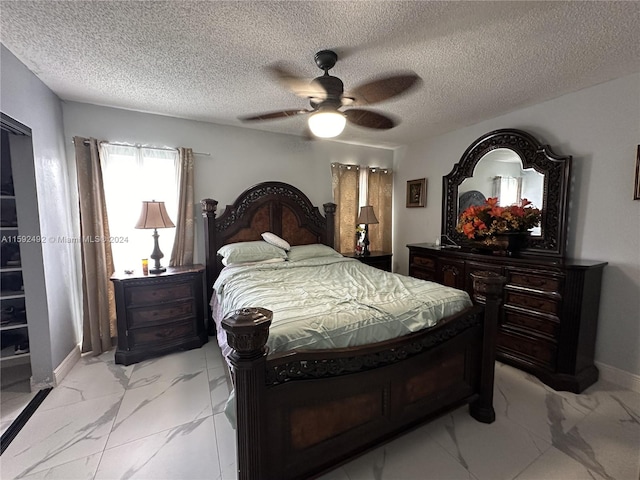 living room with light tile flooring and ceiling fan