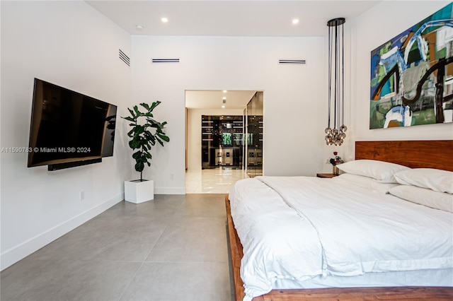 bedroom featuring tile flooring