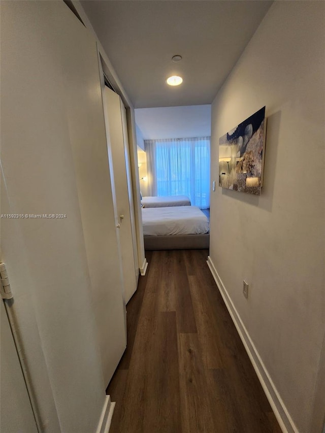 hallway featuring dark hardwood / wood-style floors