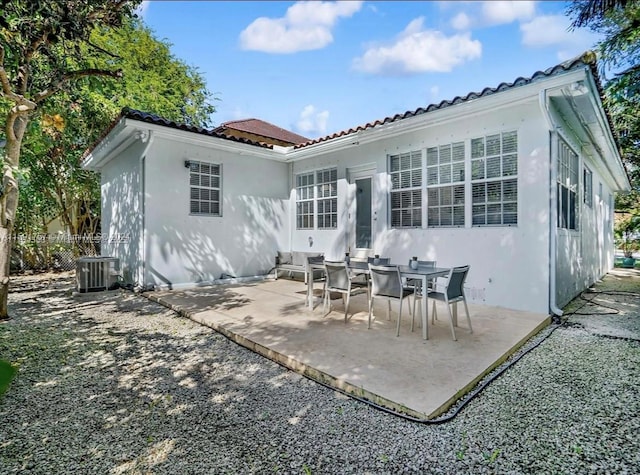 back of property featuring cooling unit and a patio area