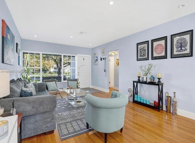 living room with light wood-type flooring