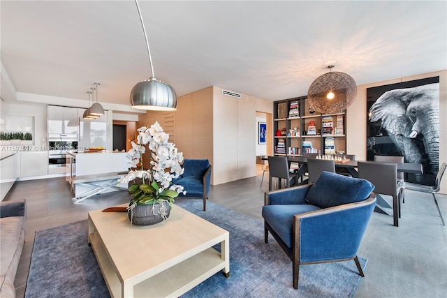 living room with hardwood / wood-style flooring