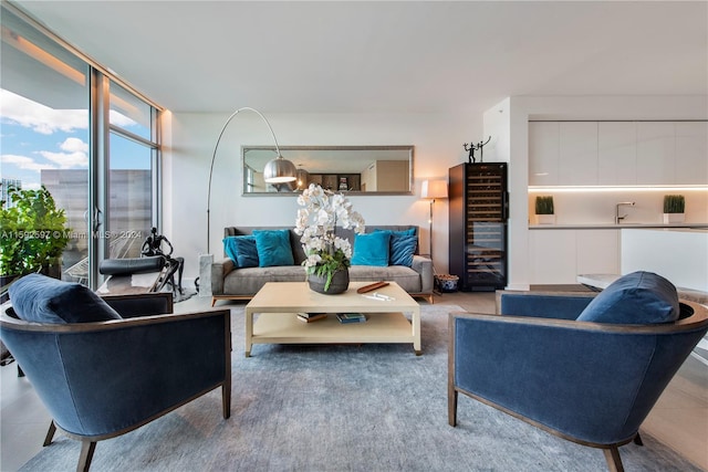 view of tiled living room