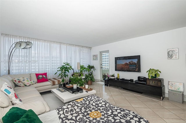 view of tiled living room