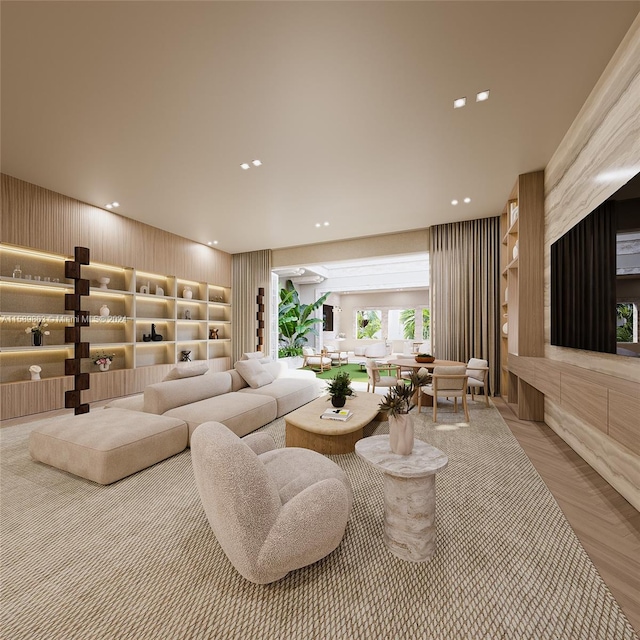 living room with light hardwood / wood-style floors