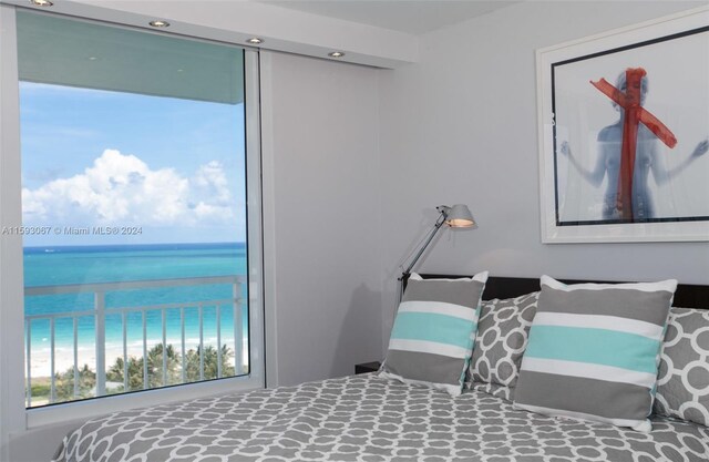 bedroom with a water view