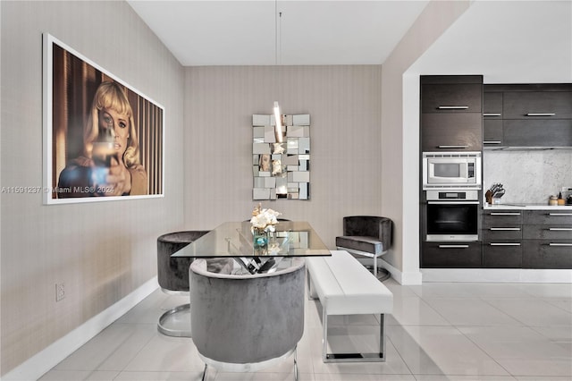 dining area with light tile floors