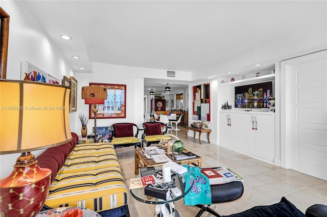 view of tiled living room