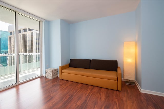 sitting room featuring dark hardwood / wood-style flooring