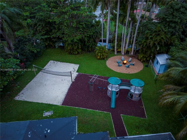 view of yard featuring a playground