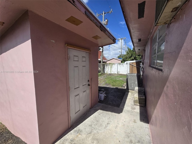 entrance to property with a patio area