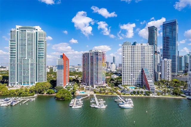 city view with a water view