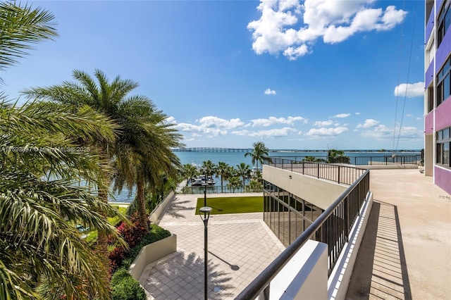 balcony with a water view