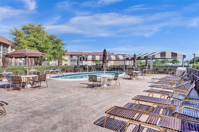 view of pool featuring a patio area