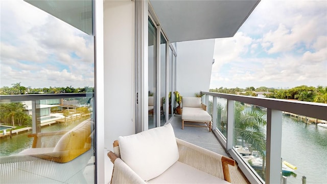 balcony with a water view