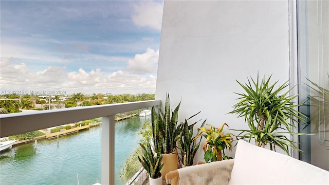 balcony with a water view