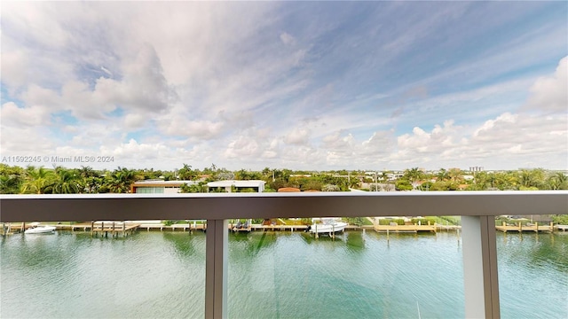 water view with a boat dock