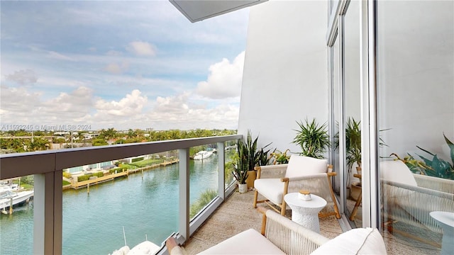 balcony with a water view