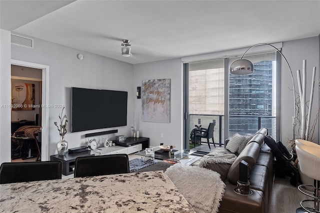 living room featuring a wealth of natural light